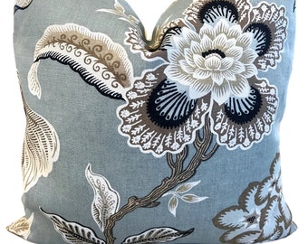 Schumacher Pillow Hothouse Flowers Mineral ONE PILLOW COVER Grey Floral Pillow Decorative Pillow Throw Pillow Designer Pillow