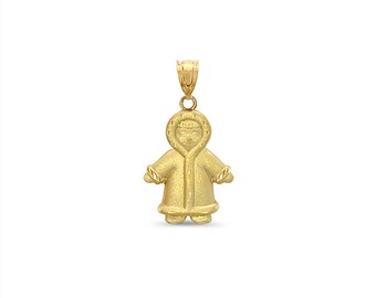 14k solid gold eskimo pendant. Alaskan Eskimo pendant.