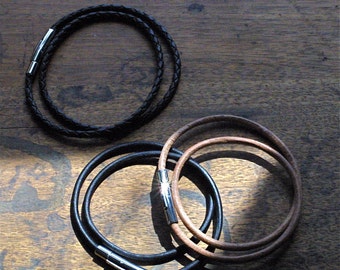 Mens Leather Wrap Bracelet - Rustic, Sleek and Hip