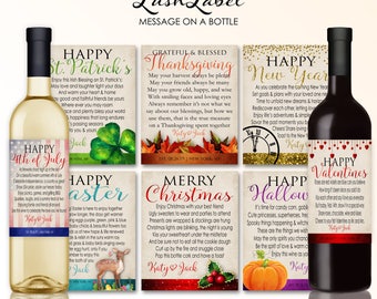 Holiday Marriage Milestones Wine Labels Wedding Gift Bridal Shower Gift Christmas New Years Valentines Thanksgiving Halloween 4th July #MMHE