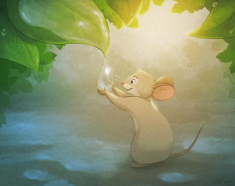 Mouse with Raindrops, Signed Giclée, Fine Art Print, Wall Art