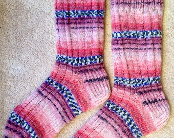 Hand Knit Mens or Womens Wool Socks - Opal Sock Yarn (S-223)