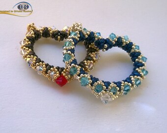 Tutorial ciondolo perline - DIY ITA/ENG - cuore miniduo, schema cuore pdf, bead patterns, heart miniduos, Shining Heart, RosinaOttolini