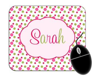 Personalized Name Polka Dots Multi-colored Mouse Pad - 91538948