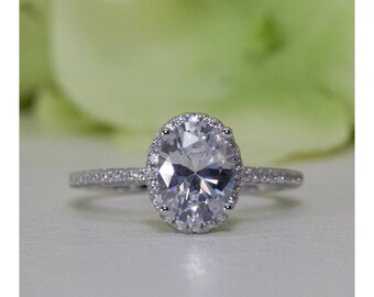 Halo Oval Brilliant Fine Quality Cubic Zirconia Ring In Sterling Silver, Engagement Ring, Promise Ring, Anniversary Ring | #028