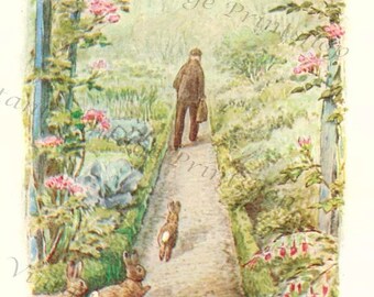 Flopsy Bunnies Instant 5x7 Digital Download 1909 Beatrix Potter Art Print