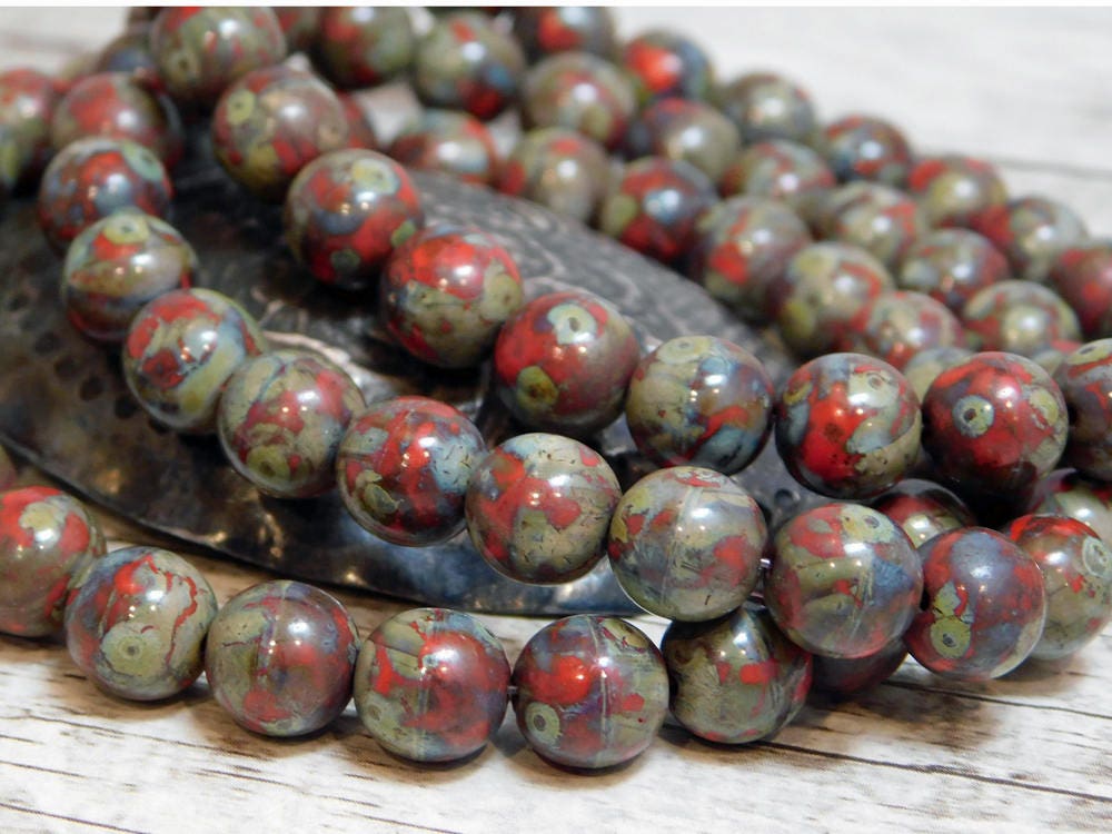 8mm Czech Picasso Beads Round Beads Czech Glass Beads