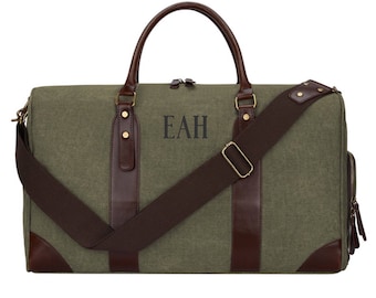 Monogrammed Weekender Duffel Bag | Canvas Weekend Bag | Monogrammed Canvas Weekender Duffel Tote