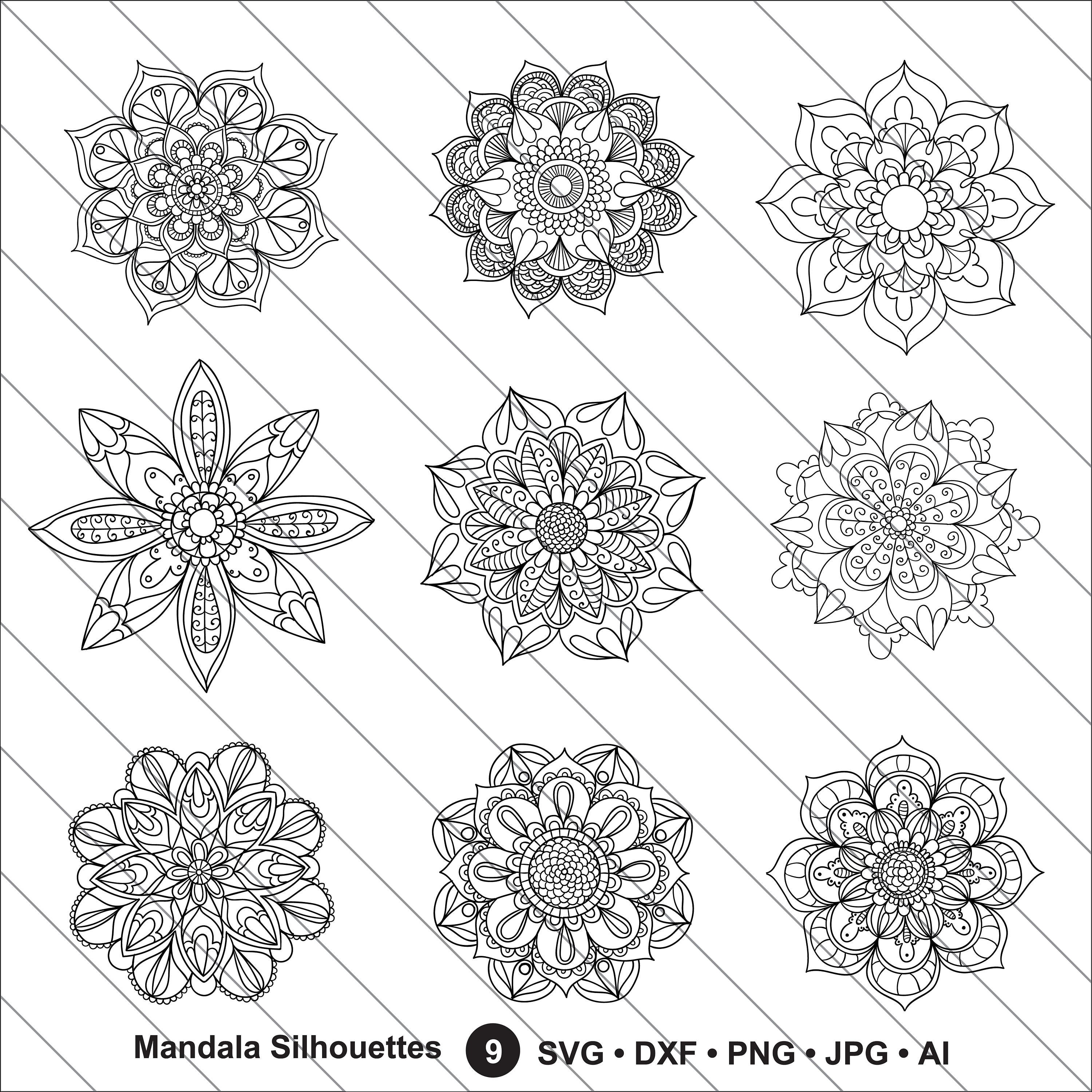 Download Mandala Silhouettes SVG, Mandala clipart,bundle svg,Mandala svg Cut File,DXF,PNG Use with ...