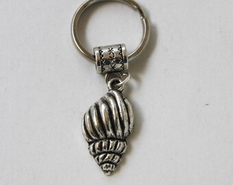 Silver SEA SHELL Key Chain Key Ring Key Holder Key Fob KC-Anm097