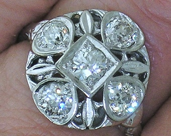 Diamond Filigree Ring~1920's Diamond Filigree Ring in Platinum
