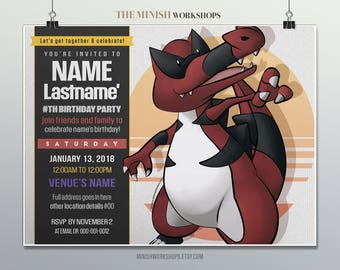 Krookodile Pokemon, Pokemon Invite, Pokemon Birthday Invitations, Pokemon Invites, Invite Digital, Instant Download, Pokemon, Kids Birthday