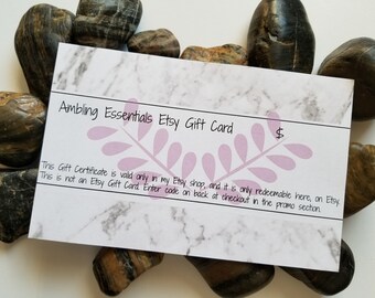 Gift Certificate // Mothers Day Gift // Birthday Gift // Gifts for her // Gifts Under 10 // Holiday Gifts // Ambling Essentials // Love