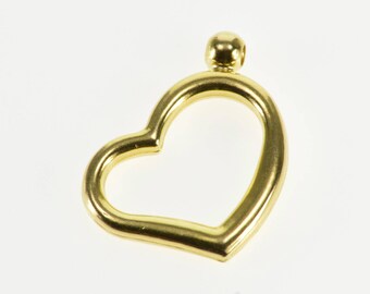 14k Rounded Wavy Design Heart Cut Out Pendant Gold