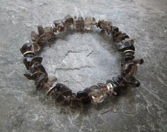 The chips smokey quartz bracelet! Stretch bracelet in natural smokey quartz chips Reiki infused