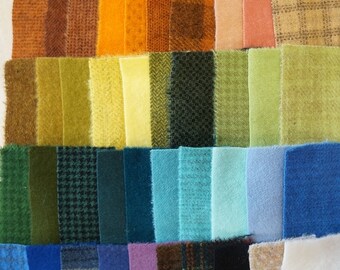 SALE Hand Dyed Felted Wool Scraps Bundle Number 1409 By Quilting Acres Rug Hooking Wool Applique Wool Penny Rugs