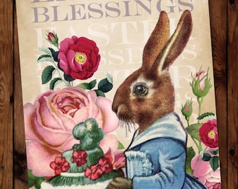 Easter Card, Easter Greeting Card, Vintage Easter Greeting Card, Vintage Easter Bunny Greeting Card, Holiday Card