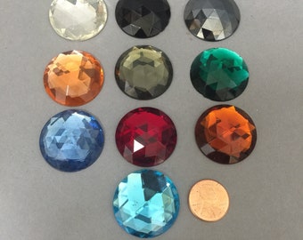 Vintage Glass Jewels. NOS. 30mm. Sold by 1 piece or 6 pieces.