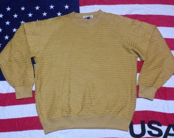 Pull Montant ski brand yellow gold stripes sweatshirt XLarge