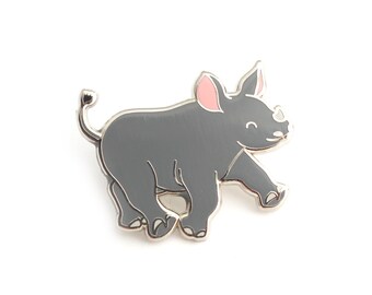 Black Rhino Enamel Pin (black rhino pin hard enamel pin lapel pin badge jewelry cute rhino jewelry rhinoceros pin cloisonne backpack pins)