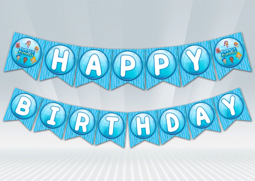 Bubble Guppies Birthday Banner Blue or Pink