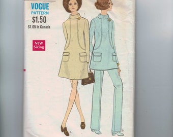 1960s Vintage Sewing Pattern Vogue 7683 Misses Maternity Dress or Tunic and Pants Size 14 Bust 36 1960s 60s