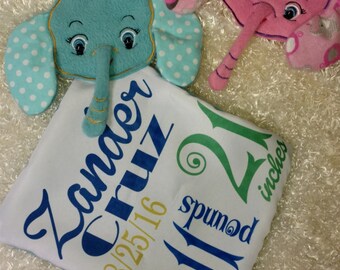 Baby Birth annoucement snugly blankie blanket
