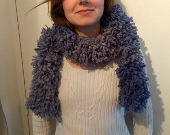 Scarf - Boa - blue acrylic and wool
