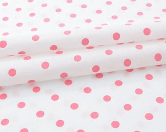 Fabric cotton pink polka dot White x 50cm