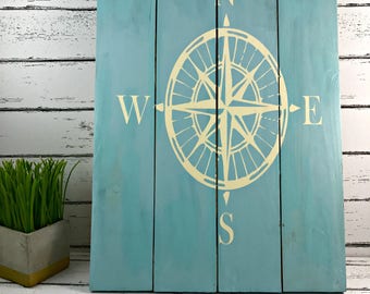 Compass Rose - Nautical Compass Sign - Nautical Decor - Beach House Decor - Coastal Decor - Adventure Sign - Travel Decor - Nautical Nursery