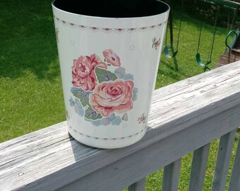 Vintage Andre Richard floral wastebasket