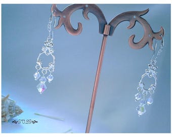 Wedding jewelry, Chandelier Earrings, Crystal Earrings, Silver Earrings, Antique Earrings, Vintage Earrings, Victorian