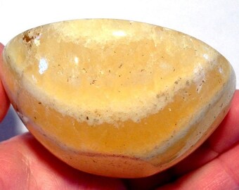 3.1" Calcite BOWL Raise Consciousness Orange Yellow White Gemstone Karma Aura Cleansing Crystal healing Meditation Energy Generator Stone