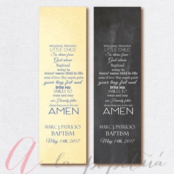 Baptism favor. Baptism bookmark. Printable bookmark. Baptism