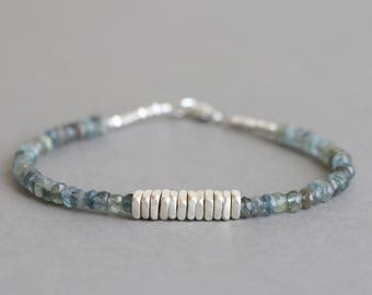 Aquamarine Bracelet Beaded Bracelet March Birthstone Moss Aquamarine Bracelet