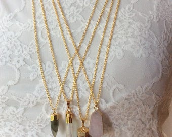 Various druzy pendant necklaces 30 inches, raw crystal necklaces, crystal pendant