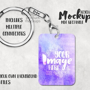 Rectangle hard board MDF sublimation keychain Mockup Template | Add your own image and background