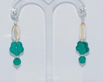 Handmade sterling silver earrings with citrine and Bohemian Glass