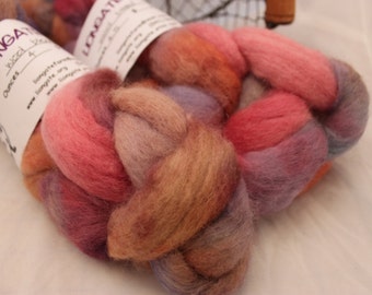 Roving, Wool Blend Roving, Hand Painted Wool Blend Roving # 604