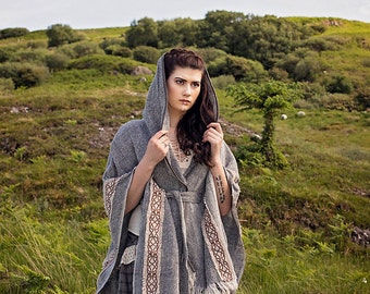 Stormy Skies, Druid Cape, Celtic Knotwork, Celtic, Viking, Celtic Cape, Hooded Cape, viking cape, Light and Earthy, pagan, ozora, Boom