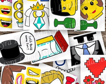 Lego inspired wedding DIY Photo booth Props digital download