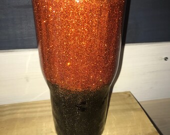 Orange & Black Ombre glitter, Harley Davidson ombre glitter yeti,RTIC tumbler/Glitter Yeti/Personalized Yeti/Handmade glitter tumbler/