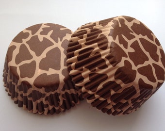 Giraffe spot cupcake Liners 50 count tea party colorful animal print brown tan