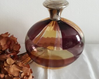 Mouth blown glass bottle-Silver cap-the Murr-Vintage