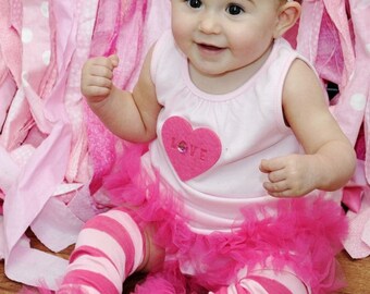 Hot Pink Candy Bunny Legs Girls Ruffled Tutu Leg Warmers Perfect for photos - Fits girls size 6m to 6X approx 12" long