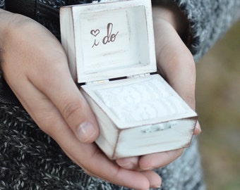 Rustic I DO ring bearer box