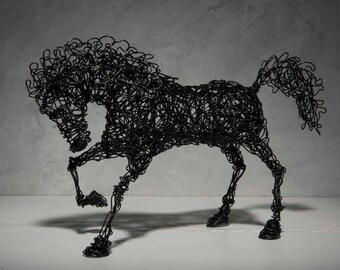 Horse sculpture, Black horse, Gift mom, Metal Sculpture, Gift mom, Contemporary Decor, birthday gift, steampunk decor, Valentine's Day gift