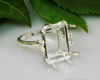 Emerald 8 Prong (12x10 - 16x12) Sterling Silver Pre-Notched RING Setting (ID# 163-865)