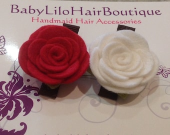 Baby Hair Clip, Baby Barrette, Flower Hair Clip, Girl Hair Clip, Toddler Hair Clip, Wool Felt Hair Clip, Flower Hair Clip -BL164