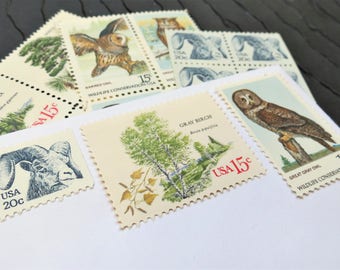 Western Wildlife .. UNused Vintage Postage Stamps .. post 5 letters